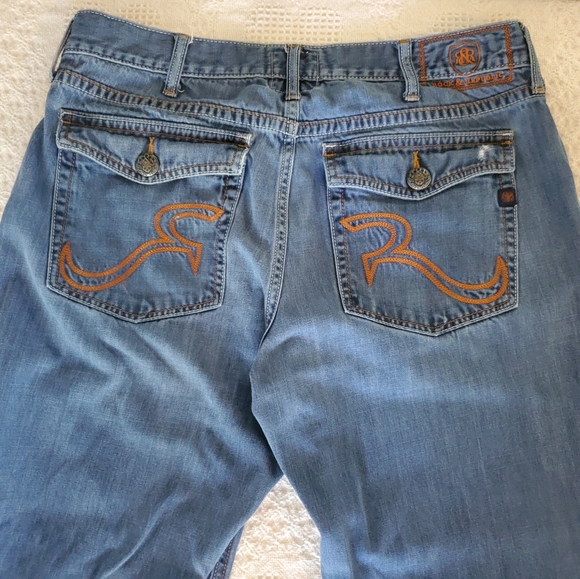 Vintage Rock Republic distressed men's jeans 36/34 Thick stitching and skulls - Picture 16 of 16